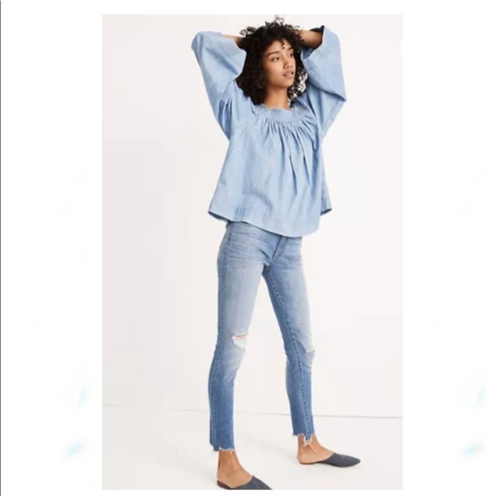Madewell 9” high rise skinny jeans torn knee